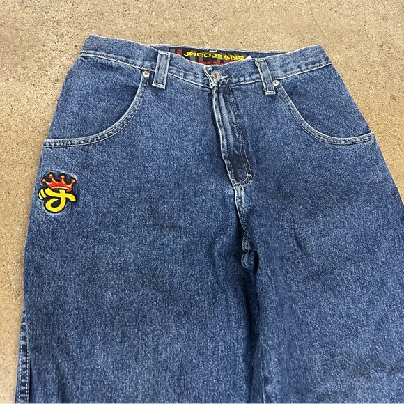 Jnco Jeans Mens 34x32 Blue Y2K Baggy Embroidered Grunge Hip Hop 2000s Skater - Picture 2 of 10